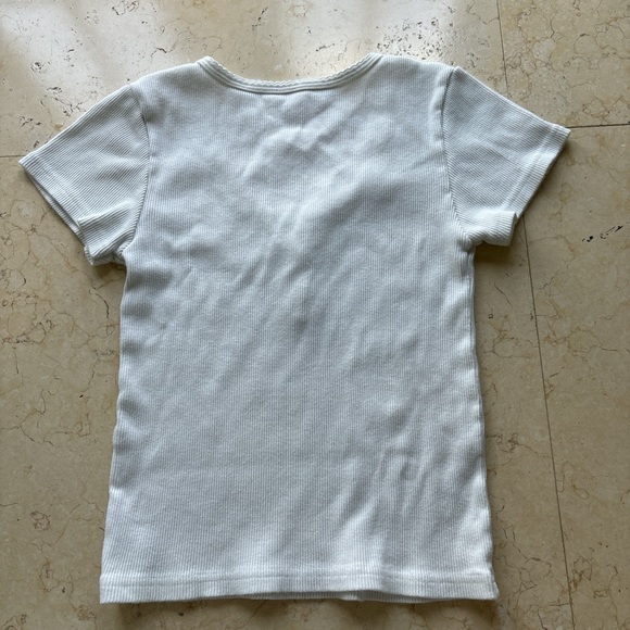 Brandy Melville White Button Top 100% Cotton Mint Condition - Picture 2 of 3